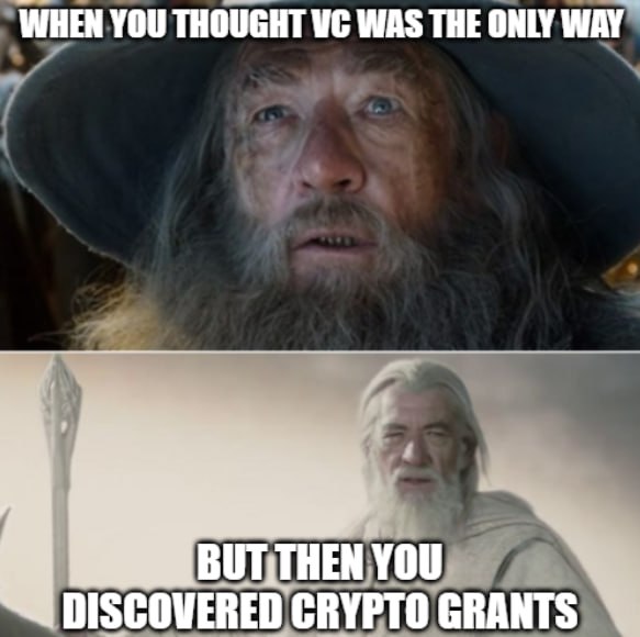 A LOTR meme about crypto grants