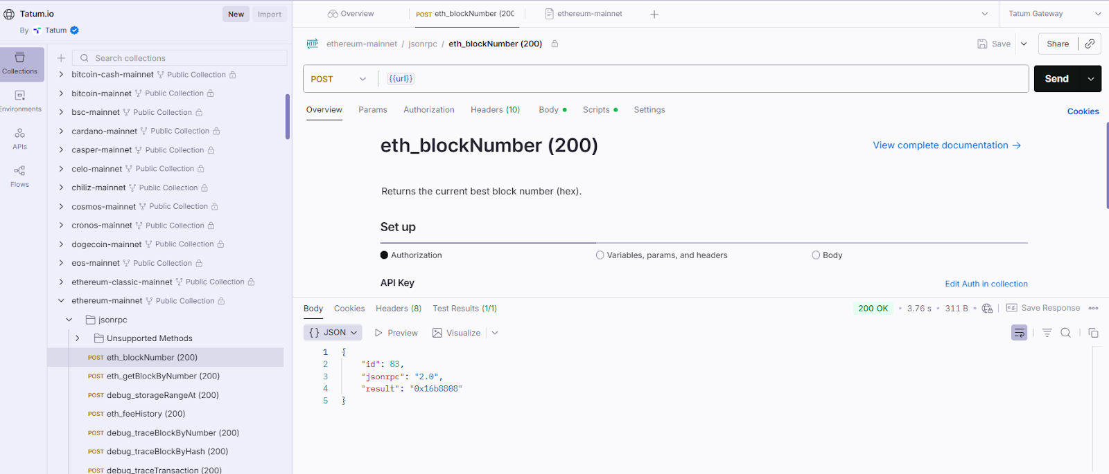 Running a request to an Ethereum node in Postman