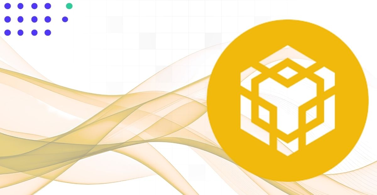 BNB Chain logo on an abstract background with flowing gold waves, representing building on BSC with AI agents, Data APIs, and real-time blockchain alerts