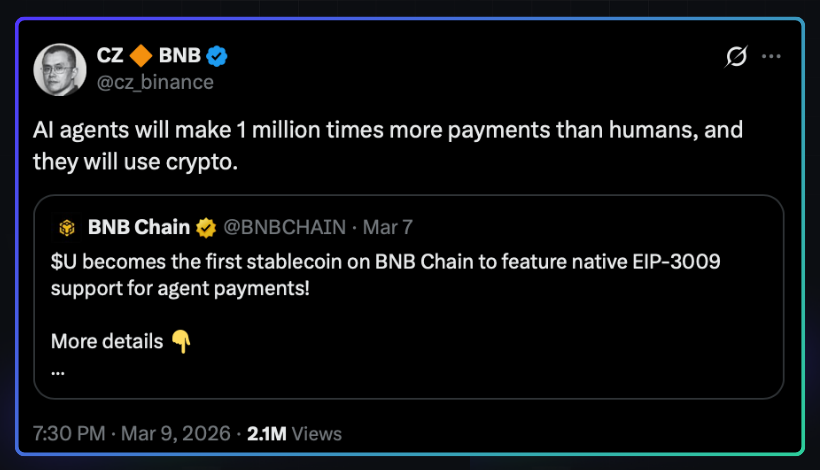 Source: https://x.com/cz_binance/status/2030984617109664061